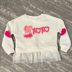 Peppa Pig White Sweatshirt with Pink Hearts